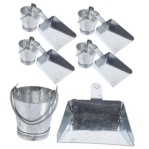 BESTonZON 10-teiliges Miniatur-Eimer- Und Kehrschaufel-Set Für Puppenhaus- Miniatur Mit Kehrschaufel Verzinktes Eisenmaterial von BESTonZON