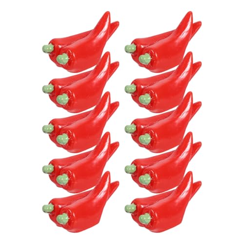 BESTonZON 10 Stück Realistische Gefälschte Chili-Miniatur-Pfeffer-Statue, Süßes Kleines Gemüse-Ornament, Lebensechtes Künstliches Gemüse Für Foto-Requisiten, Küchendekor von BESTonZON