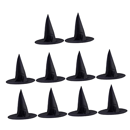 BESTonZON 10 Stück Schwarze Hexenhüte Halloween Kostümzubehör für Partys Leichte und Bequeme Verkleidung für Fotos und Unvergessliche Erinnerungen Dekoration für Halloween Feiern von BESTonZON