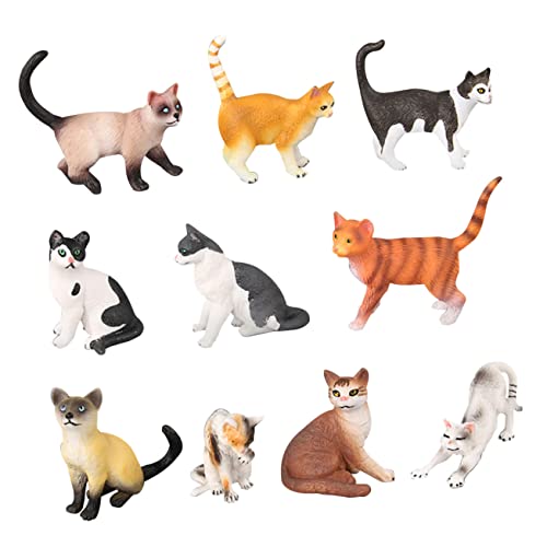 BESTonZON 10 Stück Miniatur-skulptur-katzenfiguren Für Kinder Entzückendes Katzenspielzeug Kuscheltiere Katzendekorationen von BESTonZON