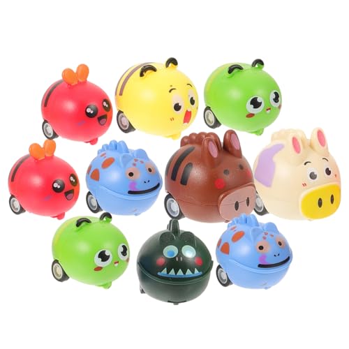BESTonZON 10 Stück Teiliges Aufziehauto mit Niedlichen Mini Tiermotiven Reibungsbetrieben als Partygeschenk für Kleinkinder und Junge Mädchen Fördert Spielerisch Motorik und Kognitive von BESTonZON