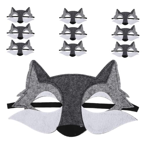 BESTonZON 10 Stück Teiliges Graue Wolfsmasken aus Filz Realistische Halbgesichts Tiermasken für Cosplay Kostüm Party und Bühnenauftritte Nachhaltige Mehrfachverwendung BESTonZON 10 Stück Teiliges Graue Wolfsmasken aus Filz Realistische Halbgesichts Tiermasken für Cosplay Kostüm Party und Bühnenauftritte Nachhaltige Mehrfachverwendung von BESTonZON
