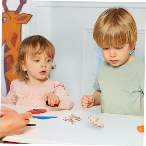 BESTonZON 10 Stück Teiliges Holzkreisel Bastelset für DIY Unbemalt Robustes Holzspielzeug zur Feinmotorik Hand Auge koordination Kindergarten Party Mitgebsel Kreative Malspaß von BESTonZON