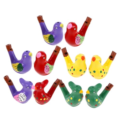 BESTonZON 10 Stück Teiliges Kleine Vogelpfeifen aus Keramik Bunte Cartoon Wasservogelpfeifen als Kinderspielzeug Tragbare Musikinstrumente für Schule Party und Musikförderung von BESTonZON