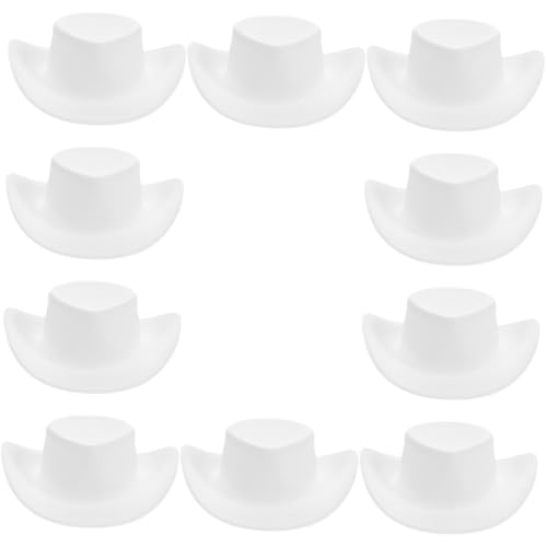 BESTonZON 10 Stück Teiliges Mini Cowboyhüte aus Kunststoff Weiß Dekorative Puppenhüte für DIY Bastelprojekte Modische Mini Hüte als Puppenaccessoires und Partydekoration für Puppenkleidung BESTonZON 10 Stück Teiliges Mini Cowboyhüte aus Kunststoff Weiß Dekorative Puppenhüte für DIY Bastelprojekte Modische Mini Hüte als Puppenaccessoires und Partydekoration für Puppenkleidung von BESTonZON