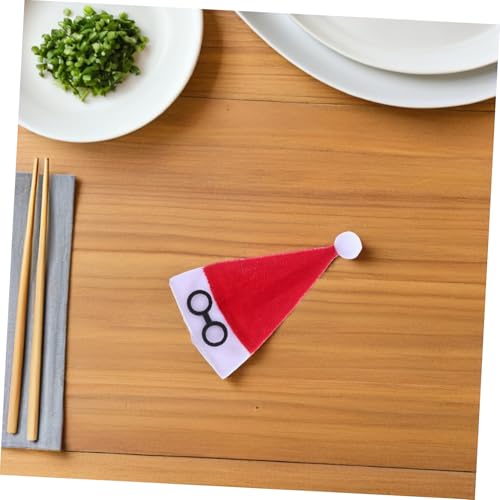 BESTonZON 10 Stück Teiliges Mini Flanell Weihnachtsmützen Rot Weiß Weiche Santa Hüte für Besteckhalter Flaschen und Puppendekoration Festliche Tischdeko für Weihnachten von BESTonZON