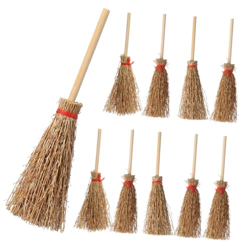 BESTonZON 10 Stück Teiliges Mini Hexenbesen mit Rotem Band Kleine Hänge Dekoration für Halloween Kostüm Langlebiges Material als Hexen Requisite für Party und Basteln BESTonZON 10 Stück Teiliges Mini Hexenbesen mit Rotem Band Kleine Hänge Dekoration für Halloween Kostüm Langlebiges Material als Hexen Requisite für Party und Basteln von BESTonZON