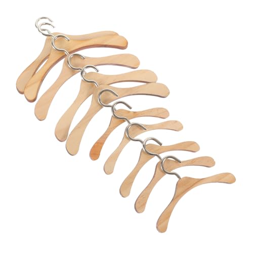 BESTonZON 10 Stück Teiliges Mini Holz Kleiderbügel für Puppenhaus Kleine Realistische Puppenkleiderbügel Platzsparend Vielseitig für Puppenkleidung und Dekorative Figuren Geeignet von BESTonZON