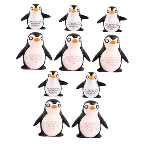 BESTonZON 10 Stück Teiliges Mini Pinguin Figuren Langlebige Resin Tierminiaturen Mikro Landschaft Deko für Haus Büro Garten Detailreiche Miniatur Tierfiguren von BESTonZON