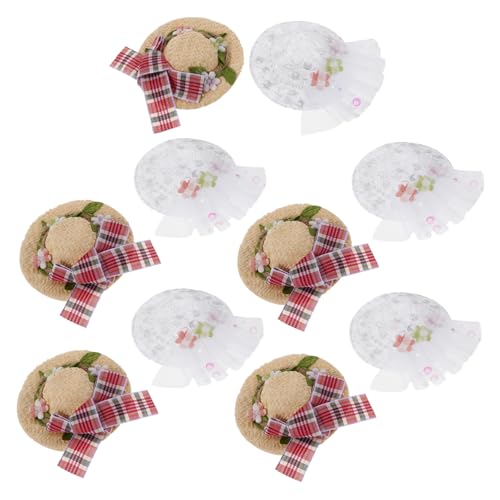 BESTonZON 10 Stück Teiliges Mini Strohhut Handgewebt mit Zarten Spitzenblumen und Eleganter Schleife Kleine Cowgirl-hüte für Puppen DIY Kostümdekoration und Sammlerstücke BESTonZON 10 Stück Teiliges Mini Strohhut Handgewebt mit Zarten Spitzenblumen und Eleganter Schleife Kleine Cowgirl-hüte für Puppen DIY Kostümdekoration und Sammlerstücke von BESTonZON