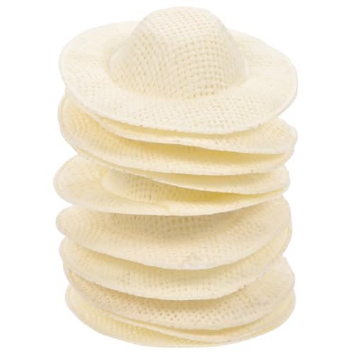 BESTonZON 10 Stück Teiliges Mini Strohhut für Puppen Handgewebte Natürliche Bastel Hüte DIY Dekoration für Puppenhaus Lebendige Puppenaccessoires Beige Kleine Hüte von BESTonZON