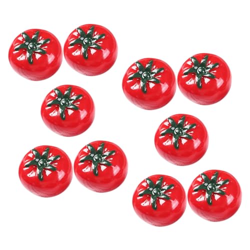BESTonZON 10 Stück Teiliges Miniatur Künstliche Tomaten aus Leichtem Harz Realistisch Gestaltete Deko Früchte für Puppenhaus Tisch und Schaufensterdekoration Detailgetreue Bruchsichere von BESTonZON