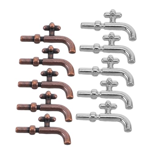 BESTonZON 10 Stück Teiliges Miniatur Wasserhahn aus Kunststoff Realistische Vintage Waschbecken Armaturen für Puppenhaus Badezimmer und Küche Stabile Miniaturhähne Platzsparende Deko für von BESTonZON