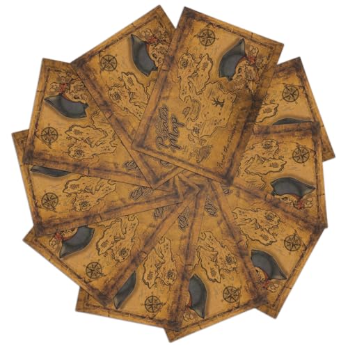 BESTonZON 10 Stück Teiliges Vintage Schatzkarten aus Kraftpapier für Piraten Party Zubehör für Kindergeburtstag Schatzsuche und Karneval Authentische Piraten Deko für Spannende Spiele und BESTonZON 10 Stück Teiliges Vintage Schatzkarten aus Kraftpapier für Piraten Party Zubehör für Kindergeburtstag Schatzsuche und Karneval Authentische Piraten Deko für Spannende Spiele und von BESTonZON