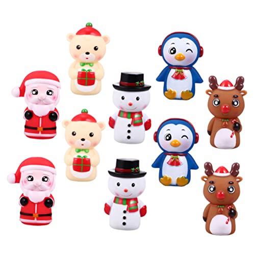 BESTonZON 10 Stück Weihnachtsfingerpuppenpuppen Mini Die Marionetten Kinderspielzeug Kinderspielzeug Kinderhandpuppe Puppenspielzeug Cartoon Geschichtenerzählpuppe Fingerspielzeug PVC von BESTonZON