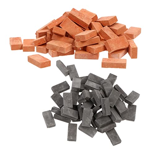 BESTonZON 100 STK simulierter Ziegel Bausteine Landschaft Ziegel Gebäude - Mini- Gartenarbeit bastelmaterial bricketts bastelbedarf Mauerziegelmodell Miniatur DIY Stein Ton von BESTonZON