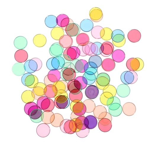 BESTonZON 100 Stück Bunte Kunststoff Lernscheiben mit Metallrand Farbenfrohe Mathe Spielmarken für Handliche Rechenhilfe Grundschule Stapelbare Zählchips für Mathematikübungen von BESTonZON