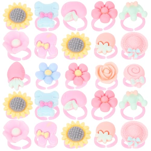 BESTonZON 100stücke Junge Mädchen Ringe Für Mädchen Bunte Blumenringe Aus Spielzeug Für Jahre Als Für Mädchen Für Verkleidungsspiele von BESTonZON