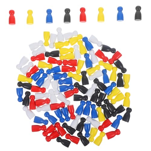 BESTonZON 100 Stück Ersatzspielsteine für Brettspiele Holzfiguren für Schach und Fliegendes Schach Rote Blaue Gelbe Weiße und Schwarze Figuren für Schachliebhaber und Familienunterhaltung von BESTonZON