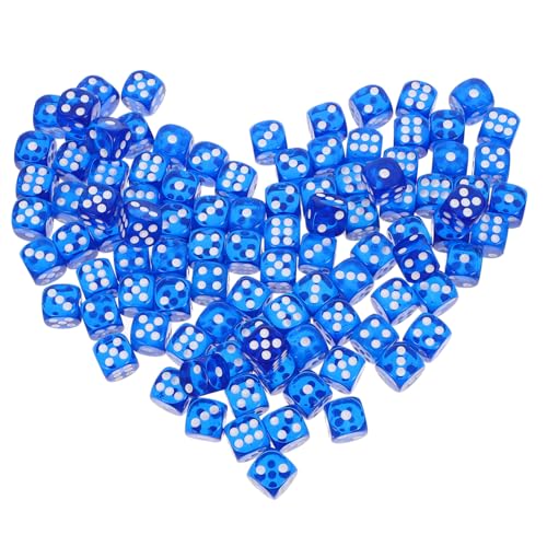 BESTonZON 100 Stück Kristallwürfel Spiel Würfel Partyspielwürfel Spielwürfel Requisiten Würfel Für Spiel Partywürfel Würfel Würfeln Mehrseitige Würfel Brettspiel-Tool Blue Acryl von BESTonZON