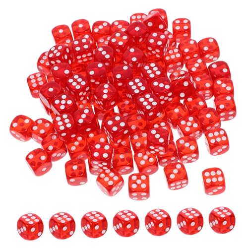 BESTonZON 100 Stück Kristallwürfel Würfelspielspielzeug Spielzeugwürfel mehrseitige Würfel Brettspiel-Tool Unterhaltungswürfel Spielwürfel Requisiten Spiel-Requisiten Partywürfel Acryl rot von BESTonZON