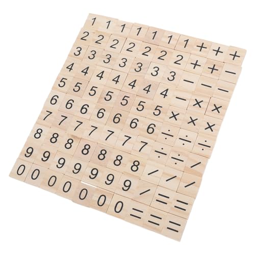 BESTonZON 100 Stück Mini Holz Zahlenfliesen Plus Kleine Holzzahlen für DIY Bastelprojekte Mathe Lernspielzeug zur Feinmotorik und Hand Koordination von BESTonZON