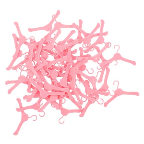 BESTonZON 100 Stück Teiliges Mini Kleiderbügel Puppenkleiderbügel Miniatur Puppenkleiderständer für Puppenhaus Zubehör Rosa von BESTonZON