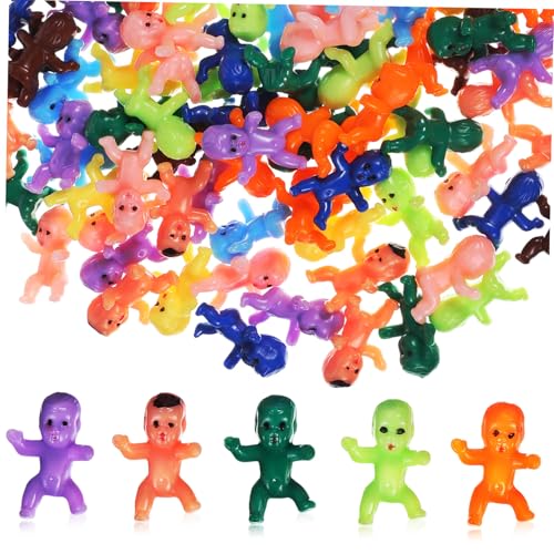 BESTonZON 100 Stück Teiliges Mini Kunststoff Figuren Bunte Kleine Babypuppen für Shower Kindergeburtstag Mitgebsel Kreative Party Dekoration Langlebige Kunststoff Dolls für Junge Mädchen von BESTonZON