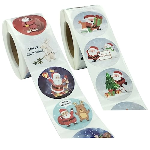 BESTonZON 1000 Stück Aufkleber Weihnachtsdeko Weihnachtsmann Deko Scrapbooking Sticker Weihnachtsaufkleber Feiertagsaufkleber Xmas Sticker Weihnachtsklebeaufkleber Rot Selbstklebendes von BESTonZON