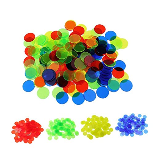 BESTonZON Zubehör 100St Spiel-Bingo-Chips transparente Farben verstreute Perlen Glatte Oberfläche Modellierung mathematischer Konzepte Bingo-Zubehör Spielwährung Lieferungen Plastikmünzen von BESTonZON