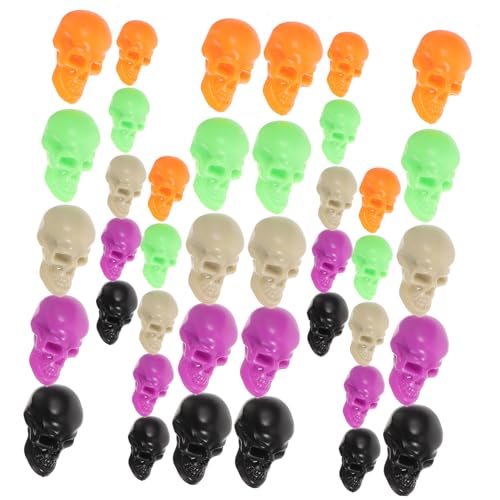 BESTonZON 100st Halloween-totenkopfdekoration Kniffliges Mit Halloween-figuren Skelett Winzige Totenkopfperle Miniaturschädel Zombie Halloween Gestuftes Tablettdekor Plastik von BESTonZON