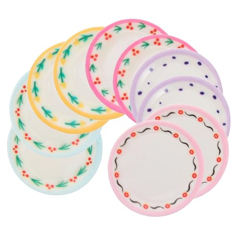 BESTonZON 10Pcs Mini Dollhouse Accessoires Winzige Teller Mini House Plate Dekorationen Tun Spielzeug Spielzeug Miniaturpuppenpuppen Miniatur -Tischgeschirr Szene Layout Requisiten von BESTonZON