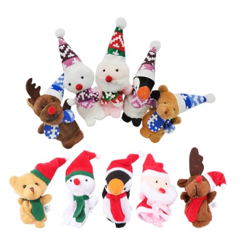BESTonZON 10St Fingerpuppen-Requisiten weihnachtliche Fingerpuppen Rentier-Fingerpuppe Christmas Weihnachtspuppe süßes Fingerspielzeug Stoff von BESTonZON