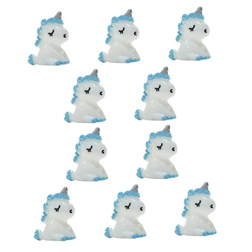 BESTonZON 10St Mini-Einhorn kleine Terrarienfiguren kleine Tierfigur Statue kindergeschenke adventsgeschenke Kinder Spielzeug Einhorn-Figuren-Modell künstliche einhornfiguren Harz Sky-Blue von BESTonZON