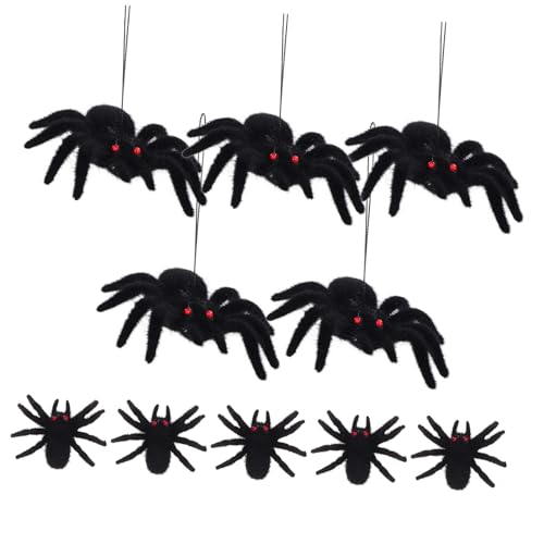 BESTonZON 10St Simulationsspinne Halloween Costume Halloween Kleidung swor Spinnen-Halloween-Kostüm Halloweenkostüm Halloween-Streich-Requisite Spinnenstütze Plastik Black von BESTonZON