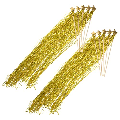 BESTonZON 10St Zauberstab Fairy Wand Party mitgebsel ausgefallene Weihnachten Ballettröckchen Stern Feengeburtstagsparty-Zubehör Fee Zauberstäbe Requisite Pu Golden von BESTonZON