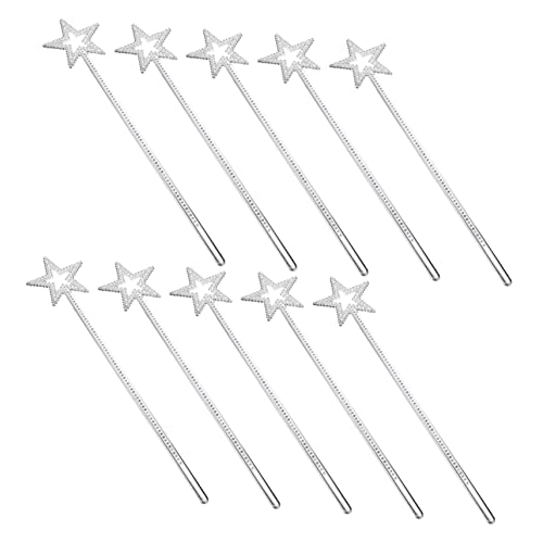 BESTonZON 10St kleines Mädchen Zauberstab Seifenblasenstäbe Partydekorationen für Prinzessinnen Sternenstäbe Fairy Wand Kinderkleider Party-Fee-Sticks Glitzer-Fee-Sticks Plastik Silver von BESTonZON