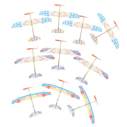 BESTonZON Gummibandbetriebenes Flugzeugmodell 10 Stück Spielzeug für Kinder Handgemachtes Lernspielzeug zur Verbesserung der Hand Auge Koordination von BESTonZON