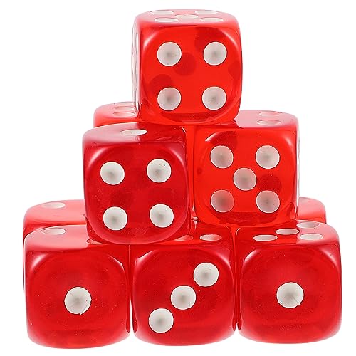 BESTonZON 10st Acryl-spielrequisite Spiele Sequenzspiel Zusammenhangloses Kartenspiel Unterhaltungswürfel Würfel Masse Tragbare Würfel Große Würfel Brett Würfel Partywürfel Partygeschenk Rot von BESTonZON