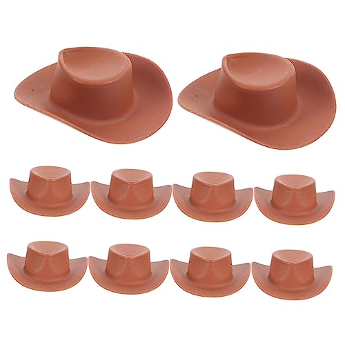 BESTonZON 10st Kleiner Hut Cowboy-Hut Mini-Hut Cowgirl-Hut Cowboyhut Aus Cowboyhut Für Partyhüte Für Kappe Westernhüte Für Damen Rosa Cowboyhut Weißer Hut Brown von BESTonZON