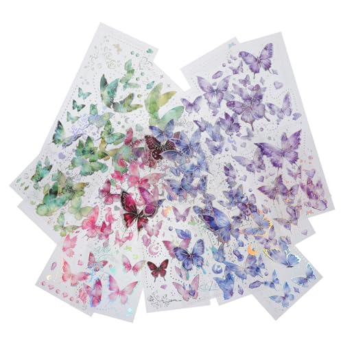 BESTonZON 12 Blätter Sammelalbum Verzierungen Selbst-Adhesive Schmetterling Aufkleber für Journal Tagebuch Buch von BESTonZON