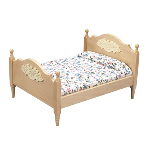 BESTonZON Miniatur-doppelbett Aus Holz Im Maßstab 1:12 Für Kinder Spielzeughaus-möbelset Realistische Puppenhaus-Dekoration Kinderzimmer- BESTonZON Miniatur-doppelbett Aus Holz Im Maßstab 1:12 Für Kinder Spielzeughaus-möbelset Realistische Puppenhaus-Dekoration Kinderzimmer- von BESTonZON