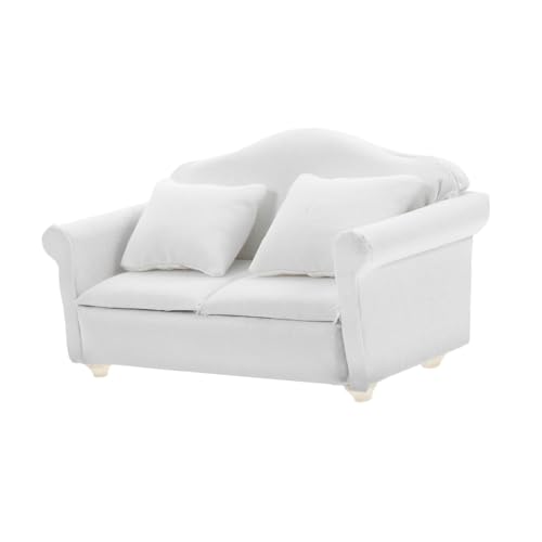 BESTonZON Miniatur Sofa 12 Maßstab Weißes Stoffdesign Ideal Für Kleine Zimmerdekoration Und Puppenmöbel Perfektes Accessoire Für Miniaturhäuser Und von BESTonZON