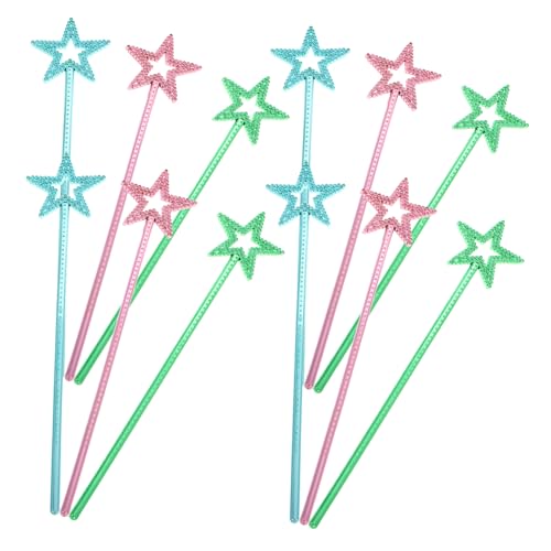 BESTonZON 12 STK Zauberstab für Party Dekoration Fantasie Bastelmaterial für Farbenfrohe Zauberstäbe Kinderfest Deko Zauberstab für Party Sternenstäbe Plastik von BESTonZON