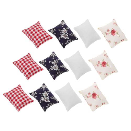 BESTonZON 12 Stück 1:12 Puppenhaus Miniaturkissen: Winzige Sofakissen Deko-Accessoires – Simulierte Mini-Kissenmodelle für das kreative Spielen von Kindern von BESTonZON