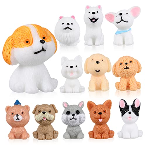 BESTonZON 12 Stück Cartoon-Welpen-Ornamente kuschelhund wohnzimmerdeko Minifiguren für Hundespielzeug für tortendeko Einschulung hundefiguren Hund Statue Harz von BESTonZON