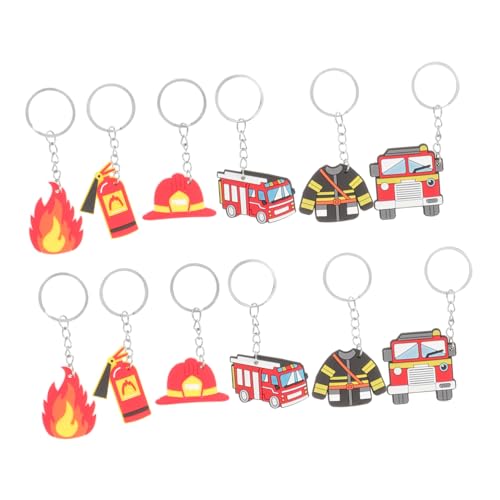 BESTonZON 12 Stück Feuerwehrmann Partygeschenke Feuerwehrauto Feuerlöscher Schlüsselanhänger Feuerwehrmann Kostüm Cooler Schlüsselanhänger Schlüsselanhänger Feuerwehrmänner von BESTonZON