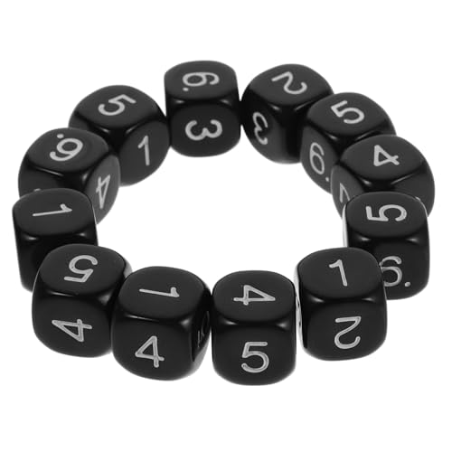 BESTonZON 12 Stück Lehrmittel Für Zahlenwürfel Mathe-Spiel Standard-spielwürfel Plastik Black von BESTonZON