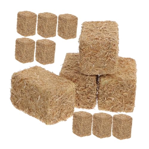BESTonZON 12 Stück Mini-Heuhaufen-Modell Herbst-Ernte- Heu Meerschweinchen Miniatur-Heublock Heunetze für Pferde Hase hohzeitdeko holzmodelle Puppenhaus Heuhaufen Ornament Kunstballen von BESTonZON