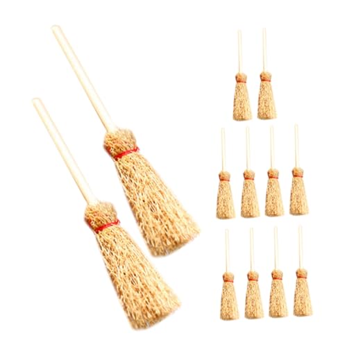 BESTonZON 12 Stück Miniatur Besen aus Buchenholz Realistische Puppenhaus Deko Leichte Tragbare Sammlerstücke für Miniaturfotografie Vielseitig für Dioramen Beige Detailreiche Handwerkskunst von BESTonZON